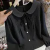 Camisa de manga larga a cuadros con cuello de muñeca retro para mujer, colección otoño 2026, talla grande, adelgazante, corte holgado, rejuvenecedora, top versátil