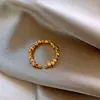 Anillo de Oro Real de 14K Galvanizado con Oro Roto Moda Casual Simple Diario Versátil Anillo para el Dedo Índice Lujo Accesible Anillo de Nicho para Mujeres