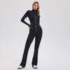 Traje Deportivo Transfronterizo de Nuevo Estilo Ajustado para Mujer, Ropa de Fitness Elástica Transpirable, Traje de Pantalón Acampanado Micro para Correr al Aire Libre y Yoga