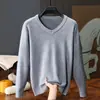 2026 Amazon Otoño Europeo y Americano para Hombre Cuello en V Color Sólido Jersey de Punto Lana Suéter Casual Juvenil Transfronterizo