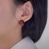 Brincos de Feijão de Acácia para Mulheres, Brincos Retro de Dupla Face, Brincos Redondos Simples na Cor Vermelho Feijão, Novo Estilo