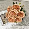 Buquê de Flores Artificiais Austin de 7 Peças, Flores de Seda Sintética para Arranjos de Casamento, Flores Plásticas com Acabamento de Luxo para Decorações de Casamento