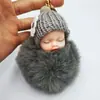 Llavero de Muñeca Durmiente Linda de Imitación de Piel de Conejo Rex Hecha por el Fabricante Colgante de Bola de Pelo para Bolso de Bebé Niña Durmiente Linda Regalo