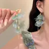 Brincos de Chiffon Floral com Pérolas Artificiais Super Fada Temperamento 2026 Tecido Francês Romântico Design de Nicho Estilo Férias Orelha