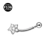 Aleación de Titanio F136 Varilla de 1.2X10 Mariposa de Zirconia Hueso de la Oreja Clavo Tornillo Pendientes de Bola Joyería para Piercing de Ceja