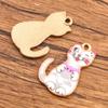 Colgante de aleación con forma de gatito de dibujos animados, 6 colores, 16 x 25 mm, accesorios de joyería DIY, KC, oro, gota, impresión al óleo