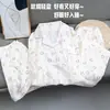 Novo Conjunto de Pijama Feminino de Algodão Nuvem de Verão Três Peças com Shorts de Manga Curta e Calças Roupa de Casa Traje Cartoon Feminino