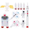 Trompeta de plástico para astronauta espacial, 7 piezas, modelo de avión, cohete, planeta de aventura espacial, decoración para hornear pasteles