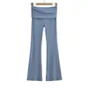 Pantalones Deportivos de Doble Cintura Nuevos Primavera 2024 Pantalones Casuales Estilo Chica Caliente para Mujer Pantalones Elásticos Ajustados Delgado con Ligero Acampanado