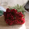 Suministro Listo del Fabricante de Rosas de Diamante de 9 Cabezas, Ramos de Rosas, Guías de Camino de Boda de Gama Alta para el Hogar, Flores Artificiales Decorativas