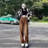 Jeans de Mezclilla Lavada Marrón Retro del Sudeste Asiático Transfronterizos para Hombres y Mujeres, Nuevo Estilo Primavera y Verano, Pantalones Rectos de Pierna Ancha Sueltos y Relajados