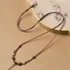 Nuevo Estilo Chino Cuerda para Colgante de Cuero Encerado Cordón para Lanyard Cuerda de Collar Colgante Pixiu de Jade Kou de Ping'an Ajustable