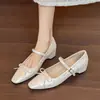 Zapatos Mary Jane de tacón grueso estilo francés, que aumentan la altura, de punta cuadrada para mujer, nuevos zapatos de tacón alto versátiles de verano que combinan bien con faldas