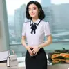 Camisas para Mulheres 2024 Primavera e Verão Nova Moda Laço Camisas de Manga Curta Femininas Elegantes Estilo Coreano Primavera Tops Profissionais