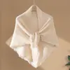 Cachecol triangular de tricô de cashmere, xale e capa para mulheres, macio e amigável à pele, peça de tricô para usar por cima, quente, cor sólida, aquecedor de pescoço e xale