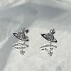 Clásico Planet Brillante Full Diamante Clavo de Oreja Tornillo Clavo de Oreja Nicho Sentido Avanzado Cóclea Diarios Pendientes Versátiles para Mujer