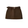 A1012-25 Nuevo Estilo de Invierno Francés Sexy Estilo Pura Pasión Cinturón de Lana Sexy que Cubre la Cadera Grupo Falda Corta Falda