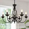 Suministro Exclusivo Transfronterizo de Luces para Cocina de Restaurante Estilo Industrial Americano, Lámparas Modernas para Sala de Estar y Dormitorio, Araña Negra de 6 Cabezas