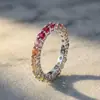 Anillo de Plata S925 con Zafiro Sintético de Color Arcoíris Dopamina Transfronterizo Europeo y Americano para Aliexpress Anillo de Moda Diaria