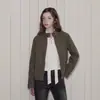 Jaqueta de couro PU estilo americano, verde e marrom, gola alta, retrô, unissex, slim fit, curta e adequada para outono e inverno, projetada para criar um efeito emagrecedor