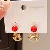 Brincos de Cavalo de Balanço Redondo de Zircônia Banhados a Ouro Real 18K Estilo Leve de Luxo, Brincos Únicos Criativos de Nicho de Alta Qualidade para Mulheres