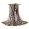 Bufanda de Gasa Transpirable Estampada de Venta Caliente Transfronteriza para Mujer Shawl Elegante Europeo y Americano Protector Solar con Estampado de Flor de Anacardo