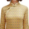 [Liquidación de Tallas Rotas] [Oferta Especial de Productos Solos] Cheongsam de Suede con Encaje y Chenilla de Longitud Media con Mangas de Siete Cuartos para Primavera y Otoño