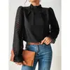 Top de manga larga con cuello semialto y estampado de ondas patchwork nuevo Primavera/Otoño 2025