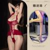 Conjunto de Pasión de Lencería Sexy Uniforme Hueco Tentación Deseo Puro Body Sin Quitarse Entrepierna Abierta Estilo Europeo y Americano