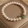 Pulsera Elegante de Perlas de Agua Dulce Naturales con Cuentas para Mujer, Pulsera de Cuentas de la Fortuna de Jade Hetian Estilo Étnico, Joyería al por Mayor para Regalo