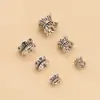 Plata de ley 925 plata tailandesa tejido a mano pulsera accesorios DIY al por mayor agujero grande doble cuenta almohadilla de cuentas soporte de flor de loto