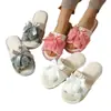 Pantuflas de algodón peluche con lazo, nuevo estilo para interior y exterior, tamaño pequeño, en stock, pantuflas cómodas y esponjosas
