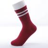 Otoño e Invierno Nuevos Calcetines de Algodón para Mujer a Media Pantorrilla, Calcetines Deportivos Transpirables de Moda con Rayas de Dos Barras para Mujer, Calcetines Casuales de Algodón al Mayoreo