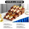 Adornos de Mesa de Postres Chinos Soporte de Exhibición Mesa de Buffet de Madera Estante para Pastel, Bocadillos, Sushi Mesa para Comida Fría y Hora del Té