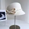 Sombrero de Equitación con Lazo Retorcido Estilo Francés para Mujer, Sombrero de Fieltro de Lana Australiana para Otoño e Invierno, Elegante Gorra de Boina Retro, Fedora de Moda