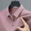 Camisa Polo de Alta Gama para Hombre Verano Seda de Hielo Manga Corta Holgada Secado Rápido Talla Grande Top Camiseta Holgada con Cuello de Solapa para Papá
