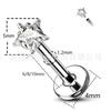 F136 titanio estrella de cinco puntas circonita arete garra de estrella circonio aleación de titanio G23 joyería para perforación del cuerpo humano clavo para cartílago de oreja