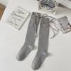 Calcetines de Color Sólido Estilo Coreano Boca de Lazo Calcetines de Felpa de Seda Calcetines Altos hasta la Rodilla Estilo Ballet para Mujer Primavera y Verano Grises Calcetines de Media Caña