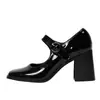 Otoño Invierno 2026 Punta Cuadrada Hebilla Retro Francés Versátil Zapatos de Salón Tacón Grueso Tacones Altos Zapato Mary Jane de Una Correa Mujer Nuevo