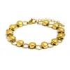 Moda Ins Europeia e Americana Elegante Retrô Estiloso Criativo Joia de Mão Aço Inoxidável Banhado a Ouro 18K Pequena Pulseira de Grão de Ouro Feminina Nicho