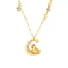 Collar Original de Unicornio Estrella y Luna Nuevo Estilo Chino Esmalte Femenino Lindo Caballo Cadena para Clavícula Plata Pura Diseño de Nicho Ins