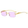 Gafas de Sol Cuadradas Decorativas sin Marco de Guepardo para Hombres y Mujeres, Gafas de Metal con Cabeza de Leopardo, Gafas Transfronterizas, Gafas de Sol con Protección UV400