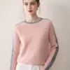 Impresionante Tu Belleza ~ Cachemira Pura de Lujo ~ Color Lingote a Juego Cuello Redondo Suéter de Cachemira Pura para Mujer Otoño e Invierno Nuevo Suéter