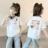 Blusa Infantil 100% Algodão 2026 Nova Estilosa Camiseta de Manga Curta para Meninas Roupa de Verão para Bebês Manga Meia-Manga Roupas Casuais Finas
