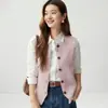 ¡Puntada de cuatro! Chaleco cárdigan de cachemira de punto con cuello redondo en capas, chaleco sin mangas de punto de lana engrosado para mujer