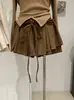 Falda Plisada de Gamuza para Mujer KEKEZOON, Nueva Falda Corta Abullonada Línea A Adelgazante de Otoño, Anti-exposición 8875