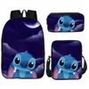 Nova Mochila de Comércio Exterior Costura Estampa Periférica de Anime Conjunto de Três Peças Bolsa de Ombro Estojo para Lápis Bolsa Térmica