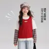 Pudding Haru Roupa de Outono Meninas Roupa Infantil Top Estiloso Outono 2026 Nova Roupa Infantil Estilo Coreano Casual Camiseta de Manga Longa