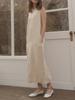 Gangas de Liquidación Vestido Camiseta sin Mangas Estilo Francés Simple con Abertura Trasera Elegante Vestido de Longitud Media para el Trabajo Ropa para Mujer
