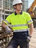 Camisa polo de seguridad reflectante de alta visibilidad para verano, ropa de trabajo para sitio de construcción, ropa de protección laboral de manga corta, ropa de ingeniería transpirable y resistente al desgaste